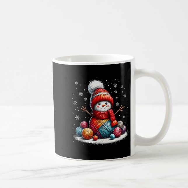 Cute Yarn Snowman Quilter Christmas Crochet Knitti Kaffeetasse (Rechts)