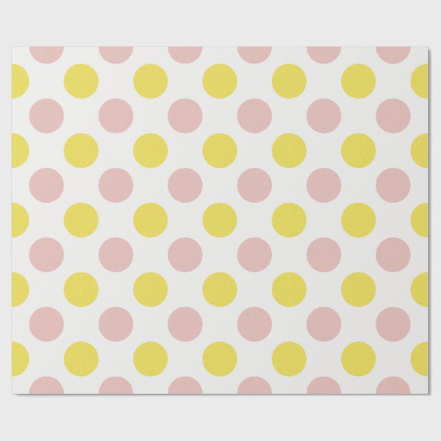 Cute Yellow and Pink Polka Dot  Geschenkpapier (Flach)