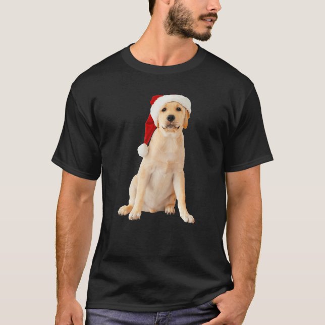 Cute Yellow Lab Puppy Santa Hat Image Christmas Do T-Shirt (Vorderseite)