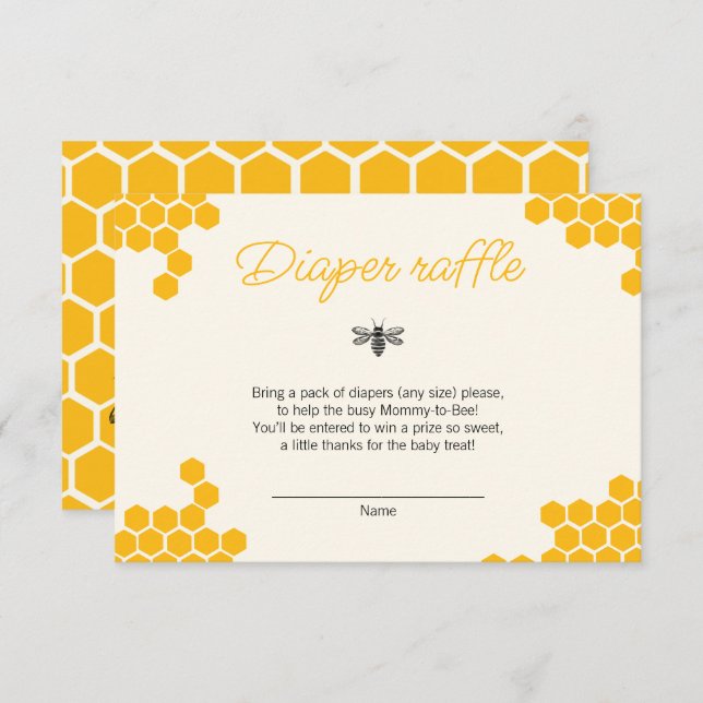 Cute Yellow Mommy to Bee Baby Shower Diaper Raffle Begleitkarte (Vorne/Hinten)