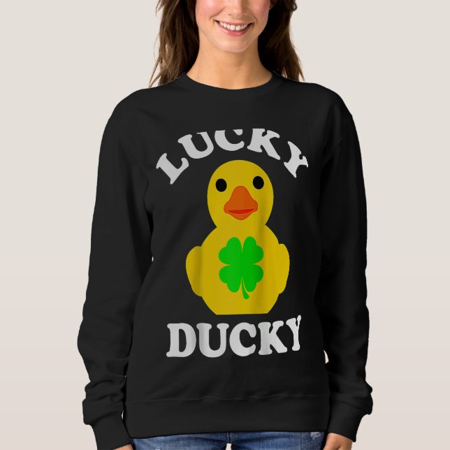 Cute Yellow Rubber Duck Four Leaf C Lucky Ducky Ra Sweatshirt (Vorderseite)