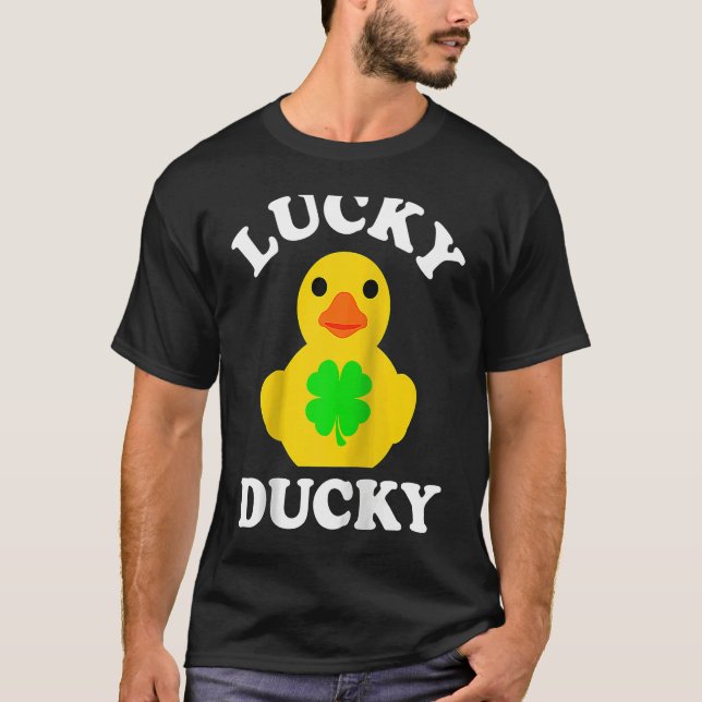Cute Yellow Rubber Duck Four Leaf C Lucky Ducky Ra T-Shirt (Vorderseite)
