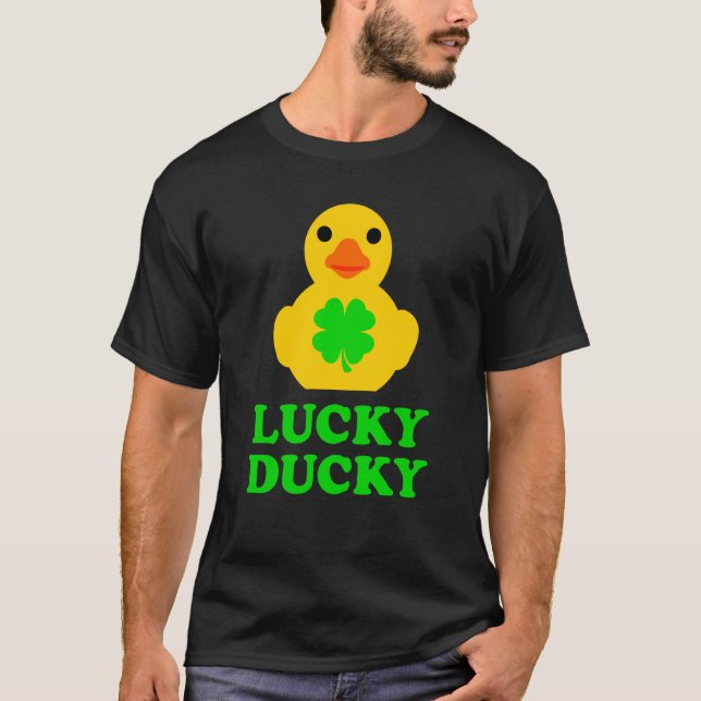 Cute Yellow Rubber Duck Four Leaf C St Patrick's D T-Shirt (Vorderseite)