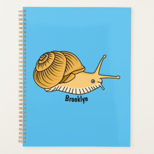 Cute yellow snail cartoon illustration planer