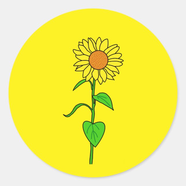 Cute yellow sunflower for small business packing runder aufkleber (Vorderseite)