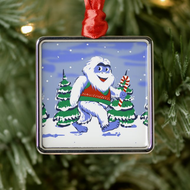 Cute yeti christmas in forest ornament aus metall (Baum)