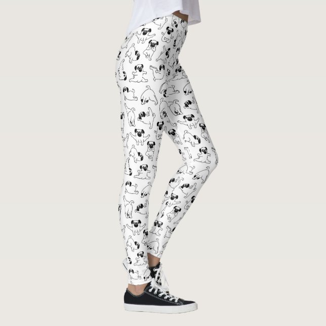 cute yoga pet dog pattern white background leggings (Rechts)
