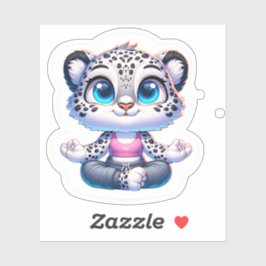 Cute Yoga Sport Anime Snow Leopard Stickers Aufkleber