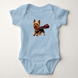 Cute Yorkie Superheld  Baby Strampler