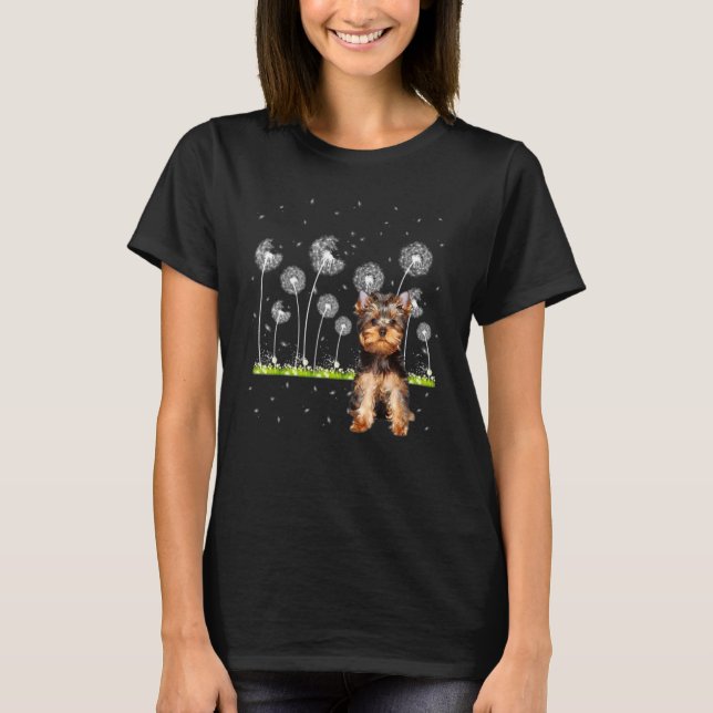 Cute Yorkshire Terrier Dandelion - Dogs Flowers T-Shirt (Vorderseite)