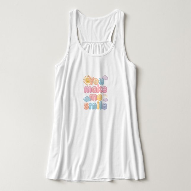 Cute "You Make Me Smile" Pastel Quote Tank Top (Design Vorderseite)