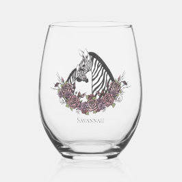 Cute Zebra Mommy & Baby Weinglas Ohne Stiel