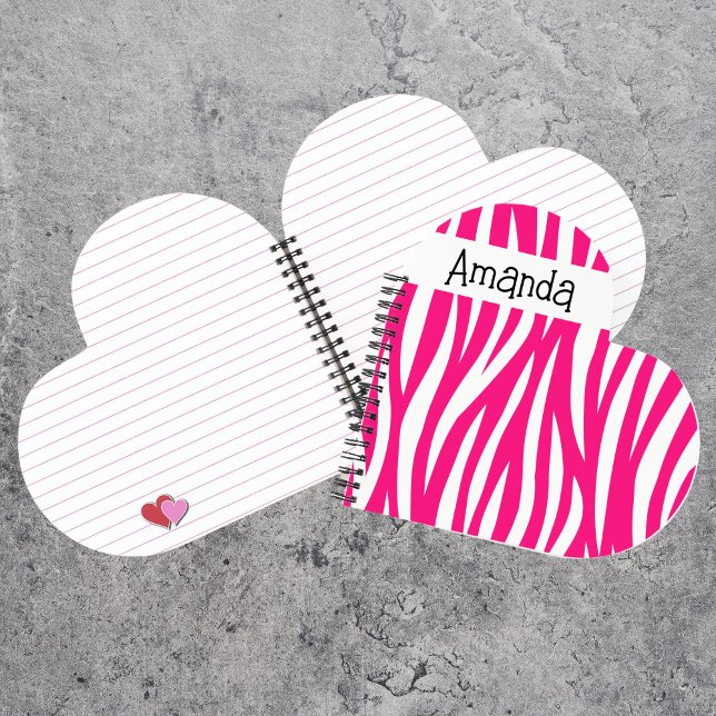 Cute Zebra Print Heart Shaped Notizbuch (Von Creator hochgeladen)