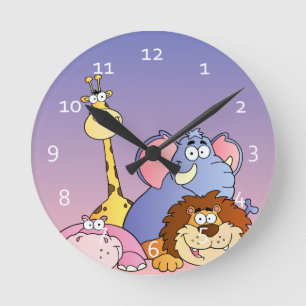 Cute Zoo Animals Clocks Runde Wanduhr