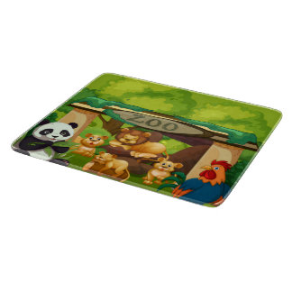 Cute Zoo Animals Kitchen Cutting Board Design Schneidebrett