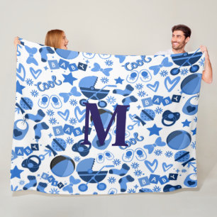Cutecool Blue Babyboy Kinderzimmer Pattern persona Fleecedecke