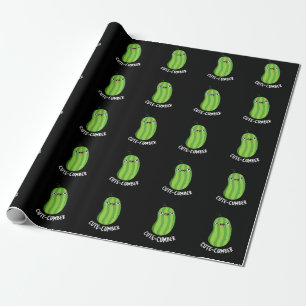 Cutecumber Funny Cucumber Pun Dark BG Geschenkpapier