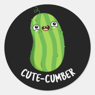 Cutecumber Funny Cucumber Pun Dark BG Runder Aufkleber