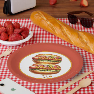 Cutegrilltes Hotdog-Party Pappteller