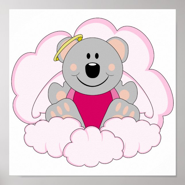 Cutelyn Baby Girl Angel Koala Bear über Wolken Poster (Vorne)