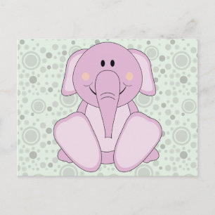 Cutelyn Baby Pink Elephant Postkarte