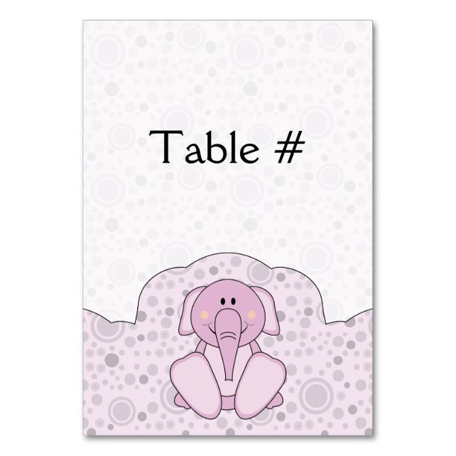 Cutelyn Baby Pink Elephant Tischnummer (Vorderseite)