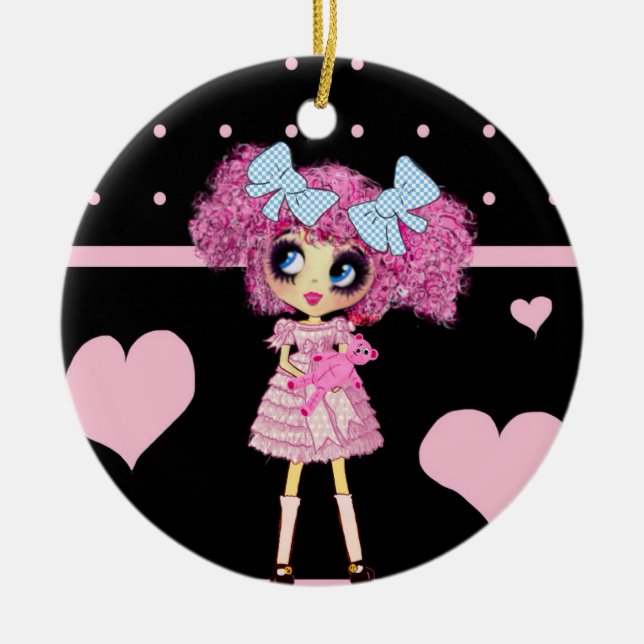 CutePziemlich Girly PinkyP Pink Kawaii Girl von Le Keramik Ornament (Vorne)