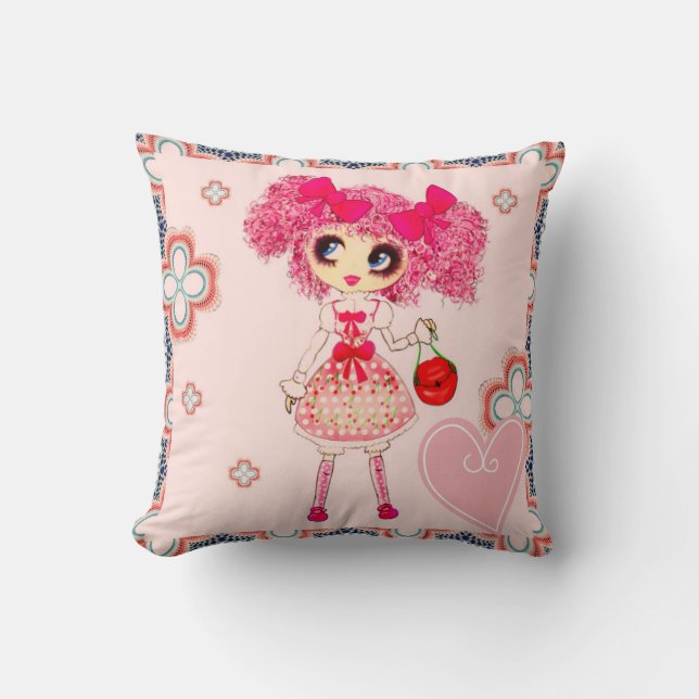 CutePziemlich Girly PinkyP Pink Kawaii Girl von Le Kissen (Vorderseite)