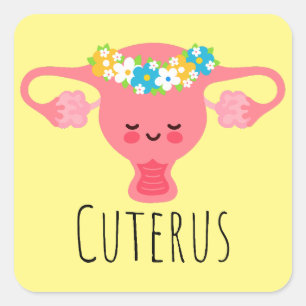 Cuterus / Uterus Puns / Uterus Jokes / Quadratischer Aufkleber