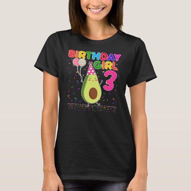 Cutes Avocados 3rd Birthday Girl 3 Years Old T-Shirt (Vorderseite)