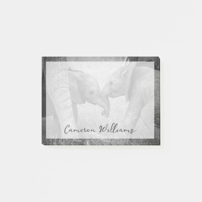 Cutest Baby Animals | Baby Elephants Greeting Post-it Klebezettel (Vorderseite)