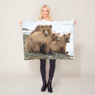 Cutest Baby Animals   Bear & Cubs Fleecedecke