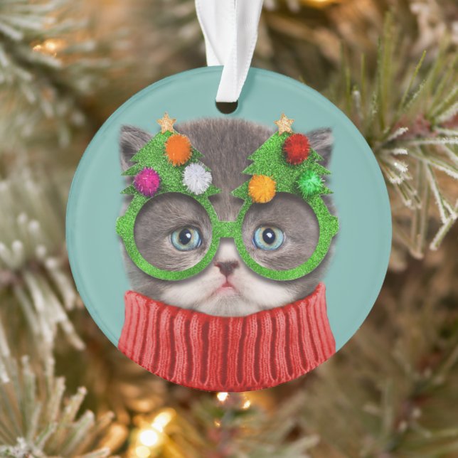Cutest Baby Animals | Cat Christmas Sweater Ornament (Baum)