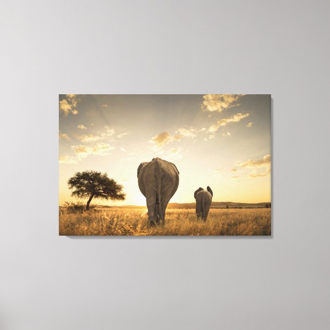 Cutest Baby Animals | Elephant Calf & Mother Leinwanddruck (Vorderseite)