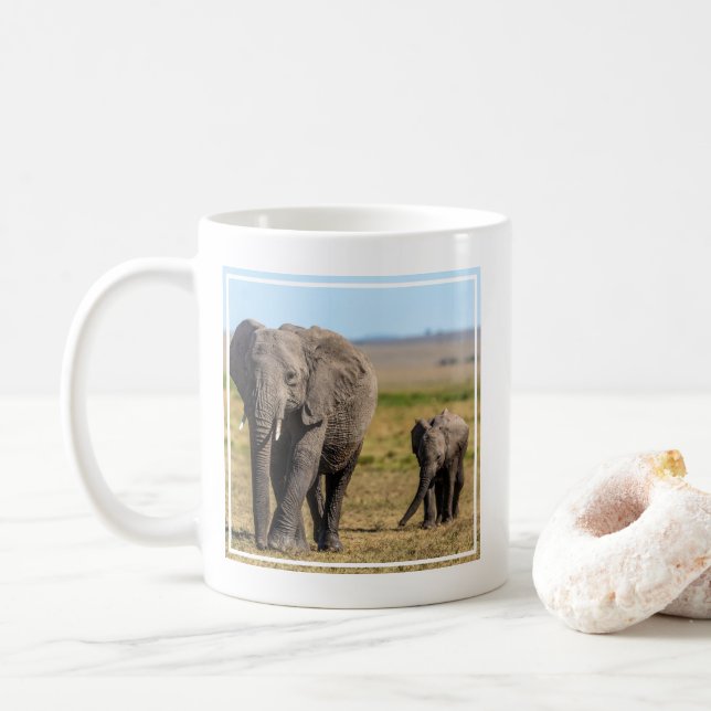 Cutest Baby Animals | Elephant Mother & Baby Kaffeetasse (Mit Donut)