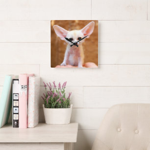 Cutest Baby Animals Fennec Fox Quadratische Wanduhr