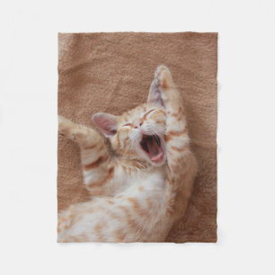 Cutest Baby Animals   Ginger Kitten Yawning Fleecedecke