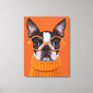 Cutest Baby Animals   Orange Boston Terrier Leinwanddruck