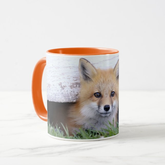 Cutest Baby Animals | Red Fox Kit Peeking Tasse (Vorderseite Links)