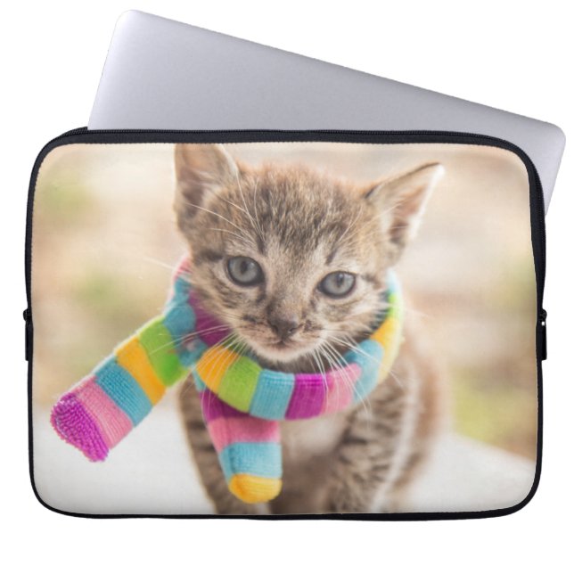 Cutest Baby Animals | Tabby Kitten Rainbow Scarf Laptopschutzhülle (Vorderseite)