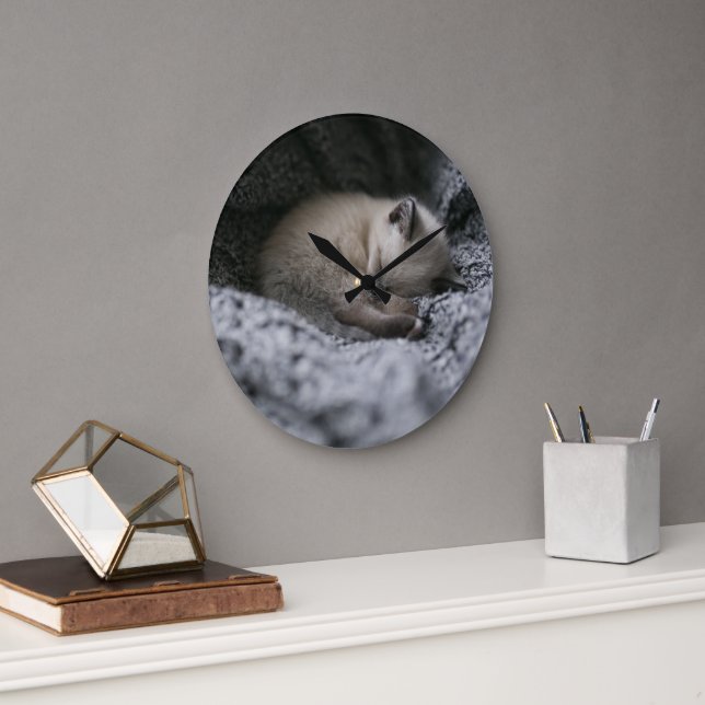 Cutest Baby Animals | Tiny Kitten Sleeping Große Wanduhr (Büro)