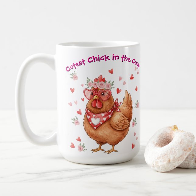 Cutest Chick in the Coop Brown Hen Kaffeetasse (Mit Donut)