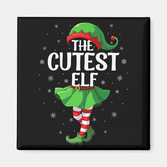 Cutest Elf Christmas Girls Women Elf Squad Xmas Fa Magnet (Vorne)