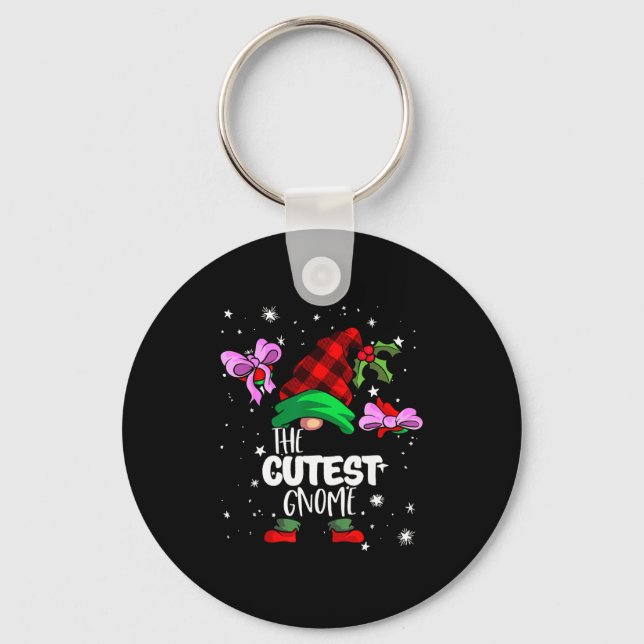 Cutest Gnome Red Buffalo Plaid Matching Family Chr Schlüsselanhänger (Vorderseite)