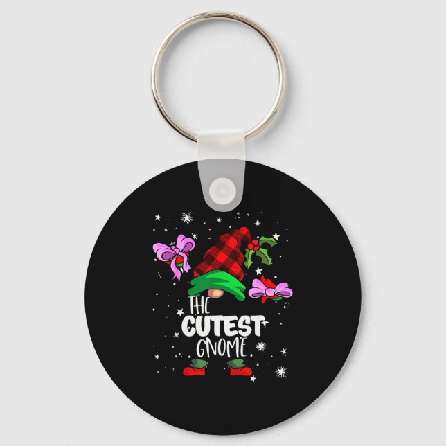 Cutest Gnome Red Buffalo Plaid Matching Family Chr Schlüsselanhänger (Vorderseite)