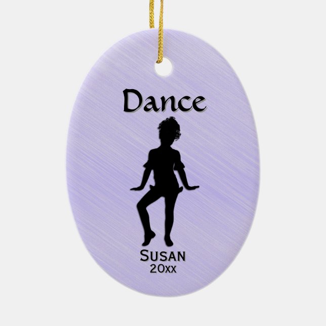 Cutest Little Dancer Lavender Name / Date Keramik Ornament (Hinten)