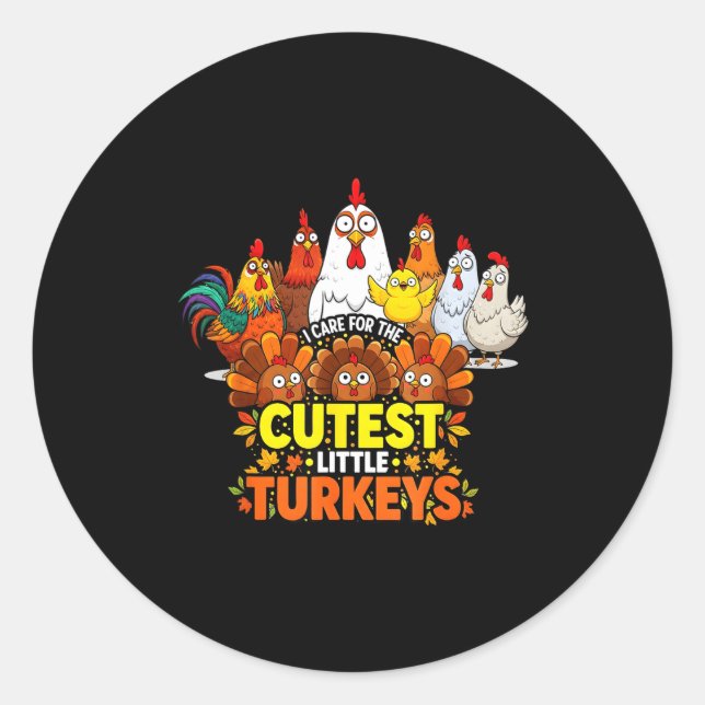 Cutest Little Turkeys Funny Thanksgiving Teacher D Runder Aufkleber (Vorderseite)
