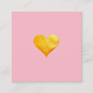 Cutesy Gold Heart (pink) Quadratische Visitenkarte