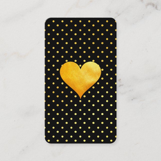Cutesy Gold Heart Polka Dot Pattern Visitenkarte (Vorderseite)