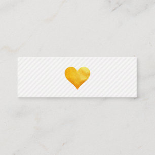 Cutesy Gold Heart Strip Muster Mini Visitenkarte